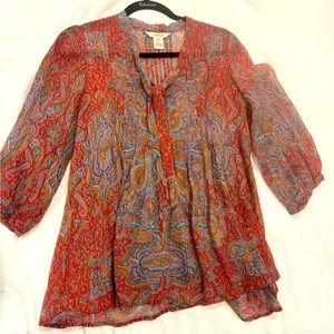 Sundance Catalog Lauren Paisley Tunic top; size XS